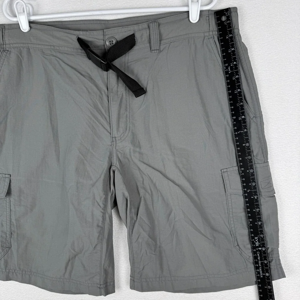 Eddie Bauer Mens XL Gray Nylon Cargo‎ Hiking Shorts Belted Lightweight Utility
